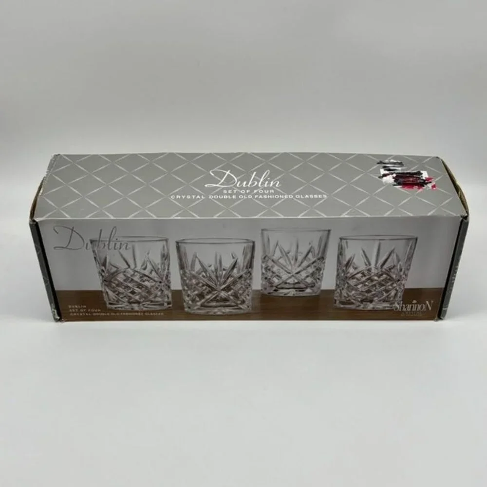 Shannon Crystal by Godinger Dublin Collection Dbl Old Fashioned Glasses Set Of 4 - Picture 10 of 15